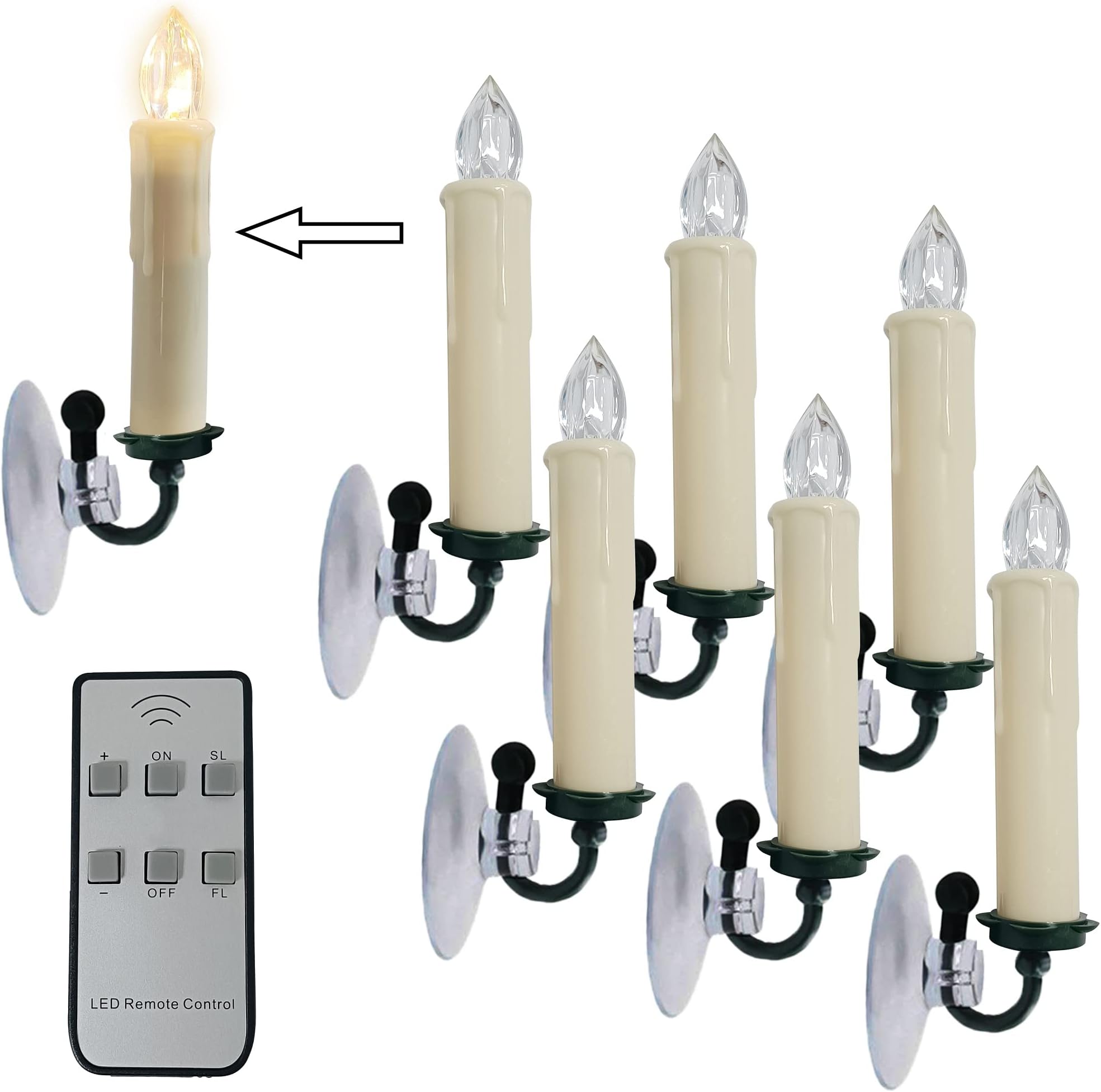 Flameless Candles White Candles, 6pcs LED Candle Sticks Window Candlesticks Short LED Menorah Candles Battery Taper Candles with Remote for Party Wedding Decoration,4inch