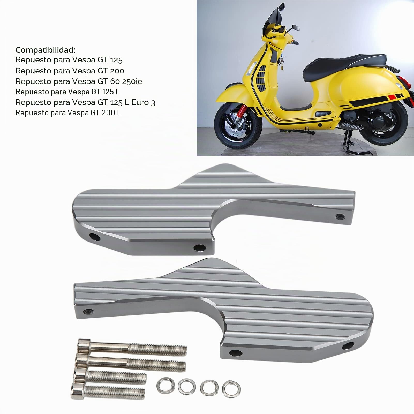 Reposapiés extendidos, extensiones de reposapiés para motocicleta, accesorios de repuesto para Vespa GTS 300ie Super Sport