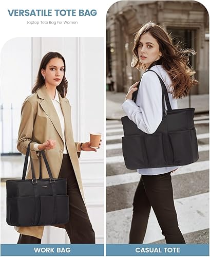 Miniatura 9 de LOVEVOOK Bolsa para mujer, para computadora portátil, grande, con múltiples bolsillos y cierre superior, para profesoras, enfermeras y