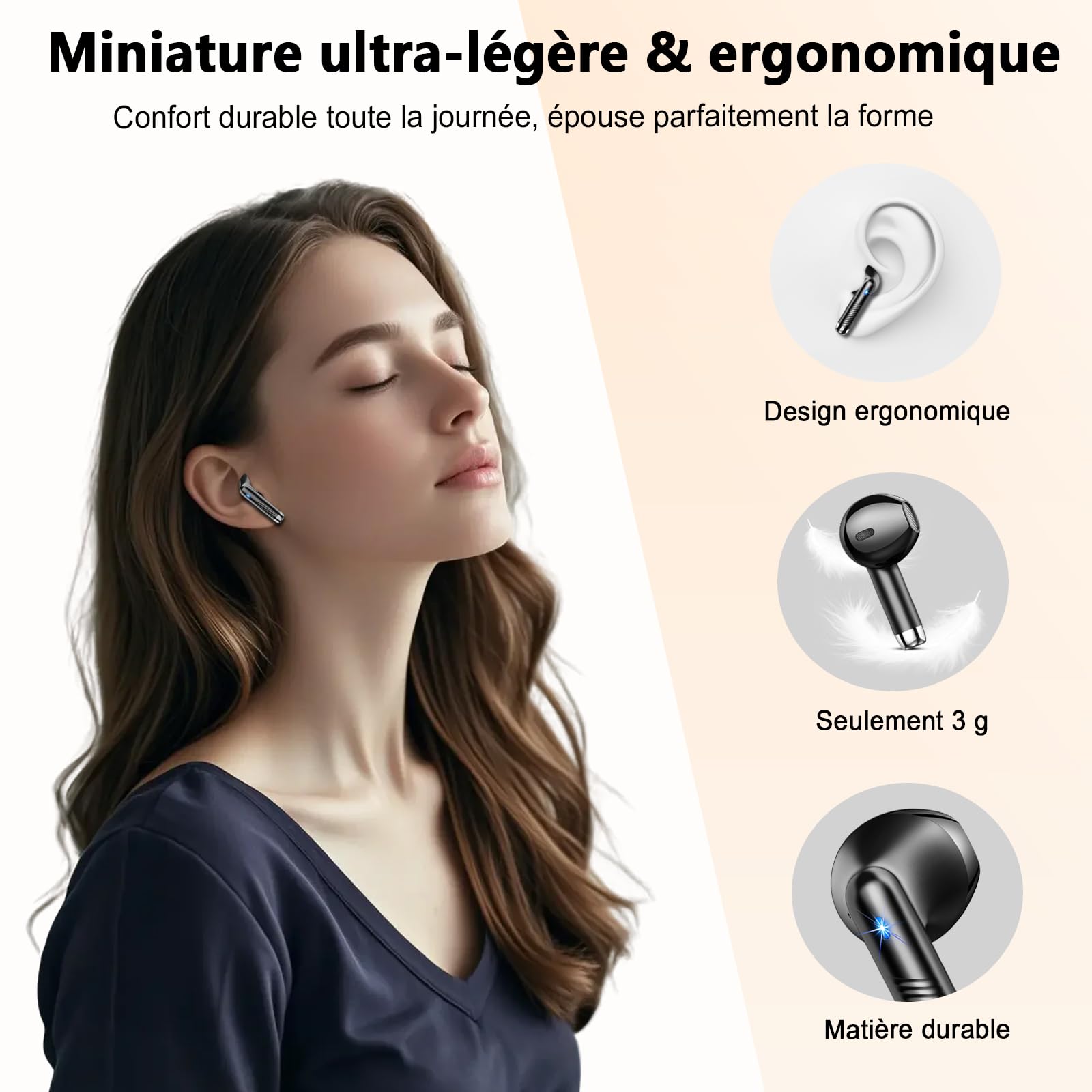 Ecouteurs Bluetooth sans Fil, Écouteurs Bluetooth 5.4 2025 Écouteurs sans Fil avec 4 ENC Réduction de Bruit Mic, IP7 Étanches Oreillette Bluetooth 56H Stéréo USB-C Casque Bluetooth pour Sport/Travail