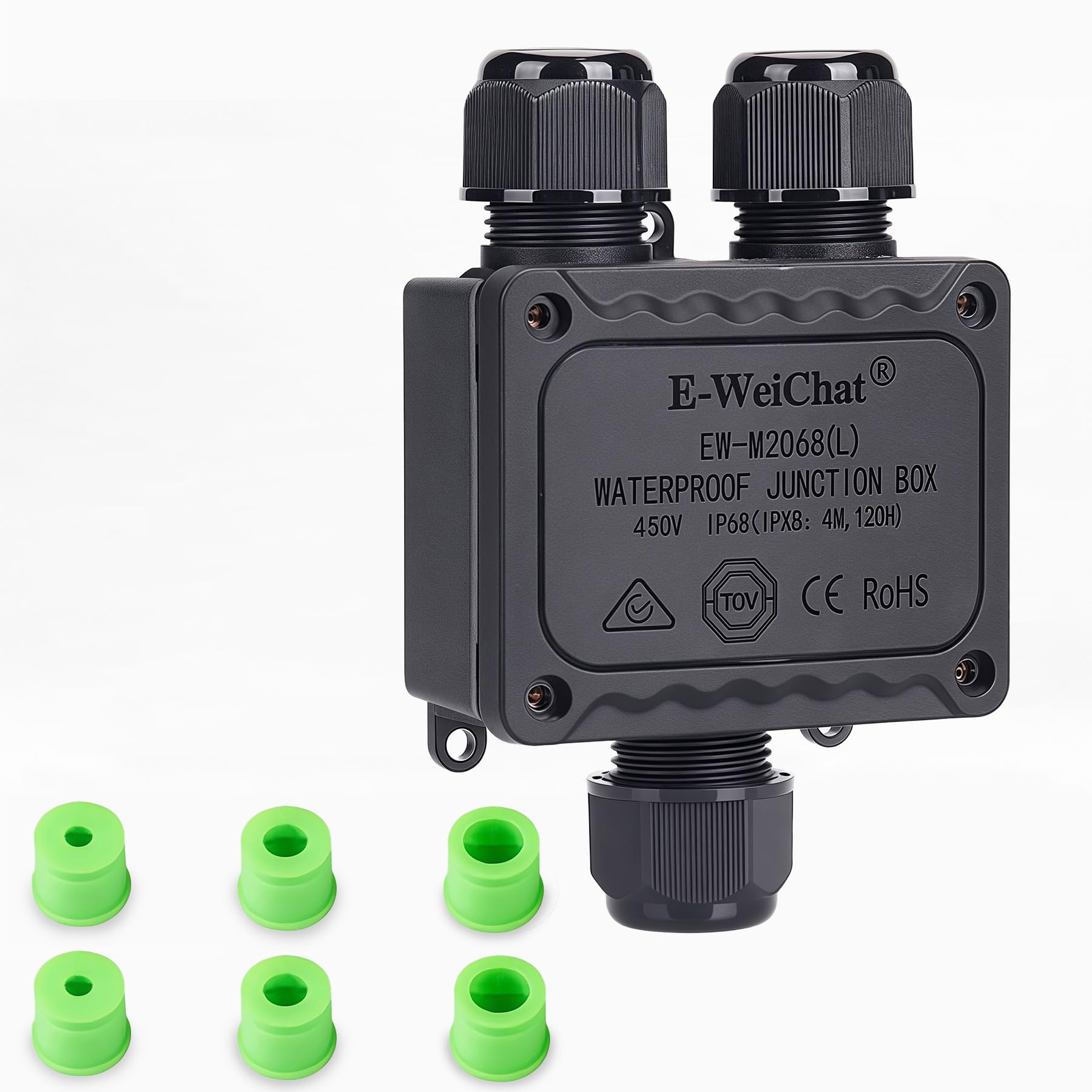 IP68 Waterproof Junction Box 3 Way Outdoor Power Cable Splitter Electrical Wiring Box Wire Connector Junction Box for 5-14MM Diameter Cable