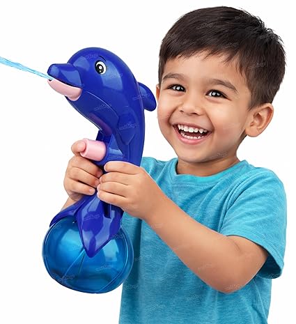 Zest 4 Toyz Holi Pichkari Water Gun for Kids Mini Dolphin Water Gun Cute Handheld Pichkari Lightweight Easy-to-Use Water Shooter for Holi Celebration (Pack of 1)