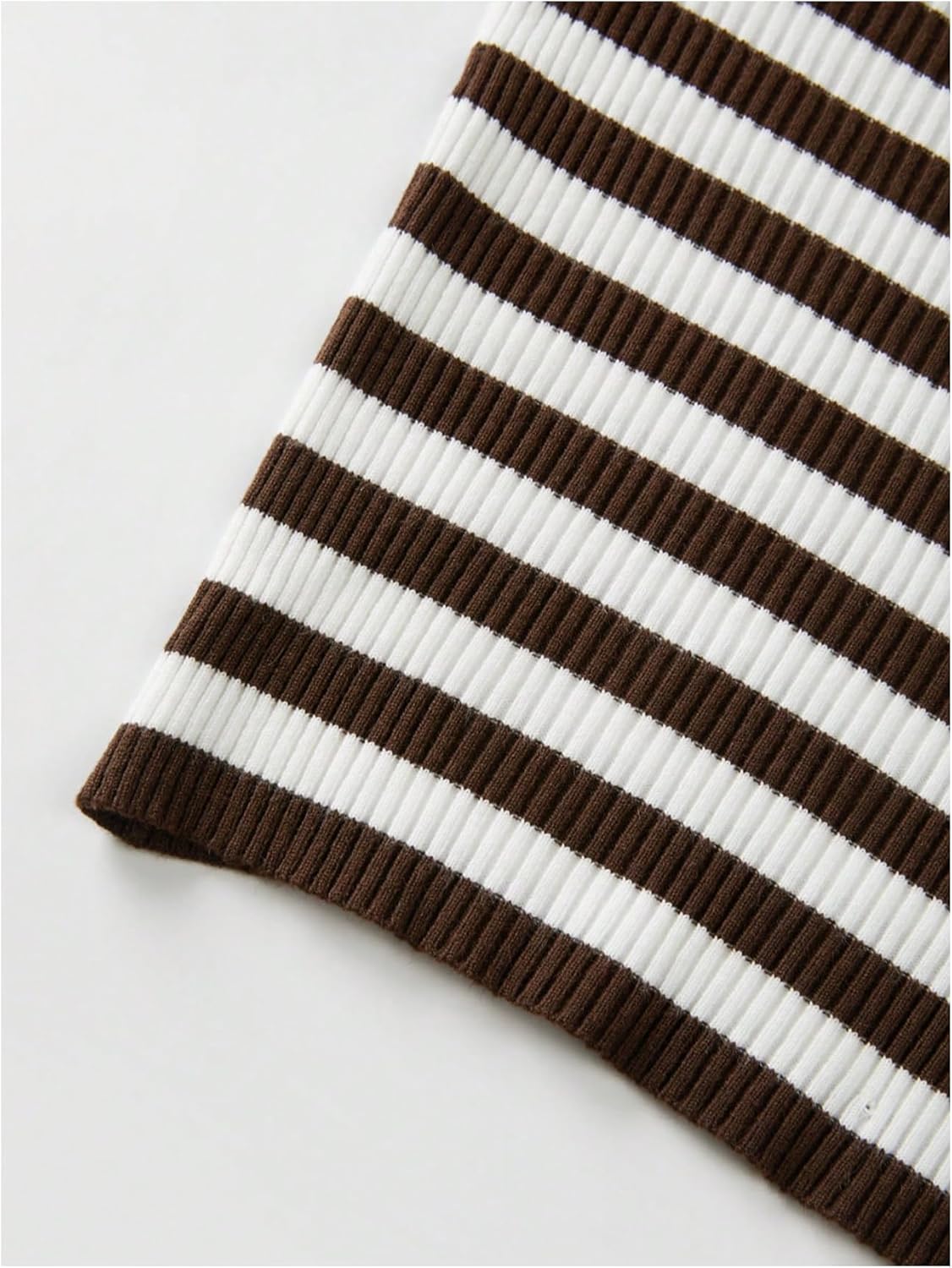 Women's Ribbed Knit Striped Sweater Boat Neck Pullover Sweaters Fitted Crop Tops - Image 5