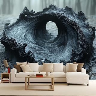 Volcanic Rock Photo Wall Murals, Natural Scenery Photo Wall Murals, 116"X91" 3D Optical Effect Optical Illusion Mural Decorative Wall Art Modern Photomurals