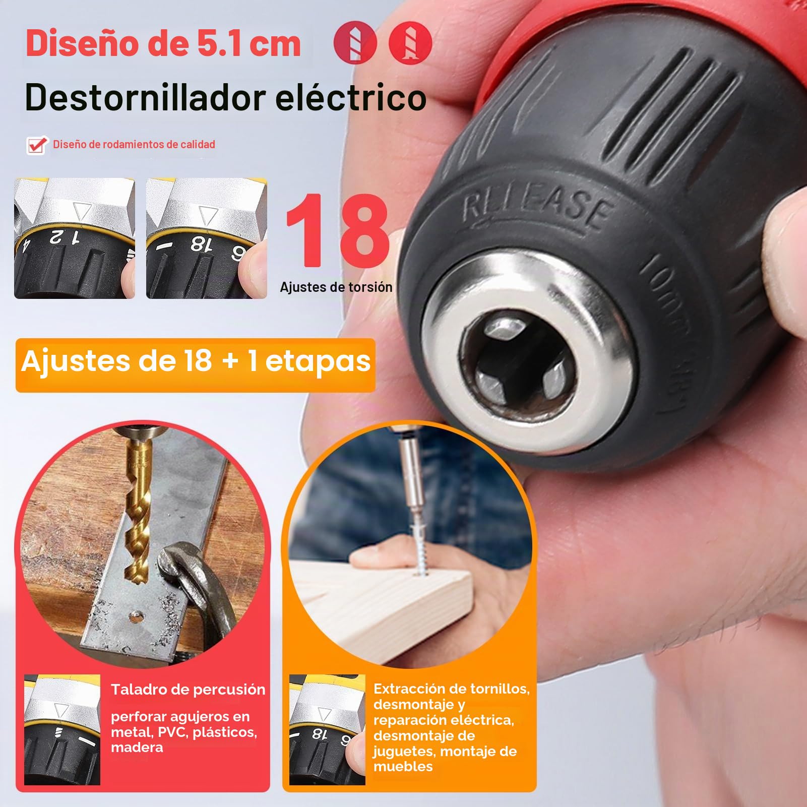 Destornillador Eléctrico, Weytoll 12V Taladro Atornillador de Litio 2 en 1, con Batería de 2 * 1300 mAh para Instalación de Electrodomésticos y Carpintería de Bricolaje, luz de Trabajo LED
