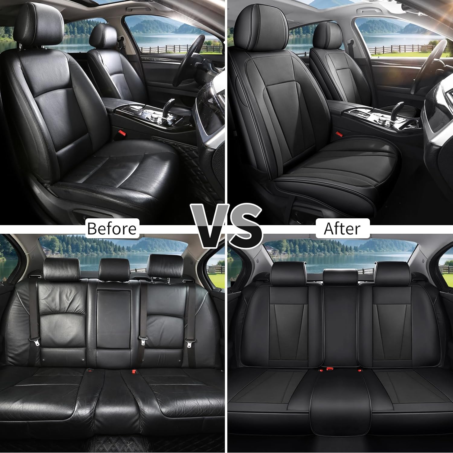 Car Seat Covers Full Set Custom Fit for Toyota 4Runner 1996-2026, Luxury Faux Leather with Waterproof, Breathable, Anti-Slip, Durable, Easy to Install (Black,Full Set)