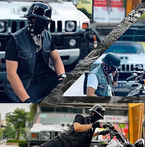 Miniatura 5 de Cascos de Moto Retro Jet para adultos, hombres y mujeres, DOT Homologado Semi Cubierto Vintage Ligero 22.93 oz, ABS 709S + EPS, forro fresco