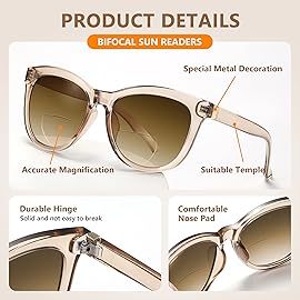 EASY READ Bifocal Reading Sunglasses for WomenFashion Sun Readers UV400 Protection(Magnification 1.25, Brown)