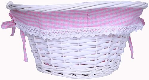 Miniatura 2 de Oypeip - Cesta de Pascua de regalo, cesta de almacenamiento ovalada de mimbre redonda con un asa desplegable, cestas de Pascua para niños, tela de