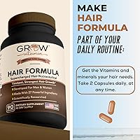 Vista 8 de Grow Vitamin Fórmula capilar todo en uno para hombres y mujeres – Fórmula avanzada para el cabello incluye biotina, palma enana americana
