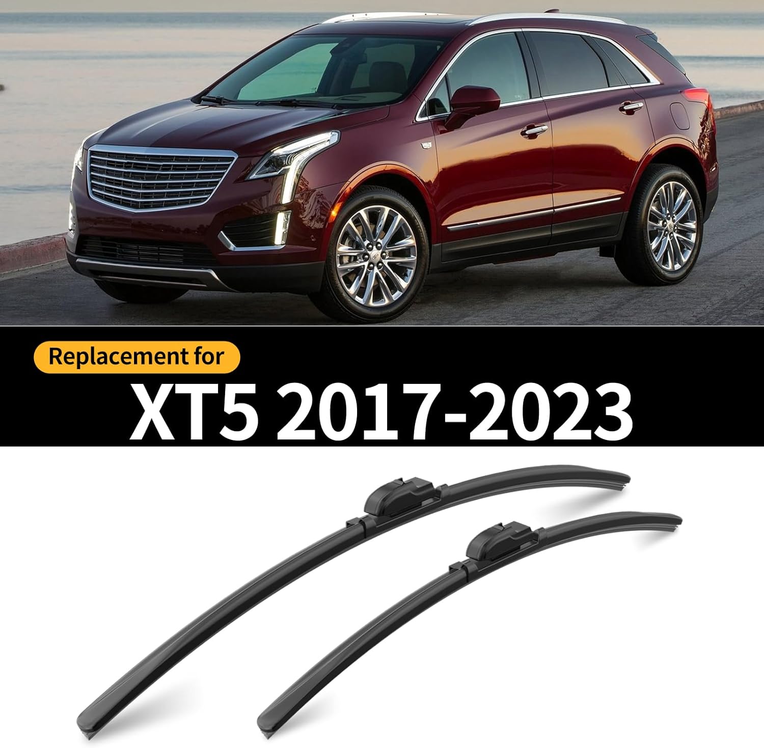 Replacement for Cadillac XT5 2017 2018 2019 2020 2021 2022 2023 Windshield Wiper Blade, 3 Pieces of Car Front and Rear Window Wiper Blades
