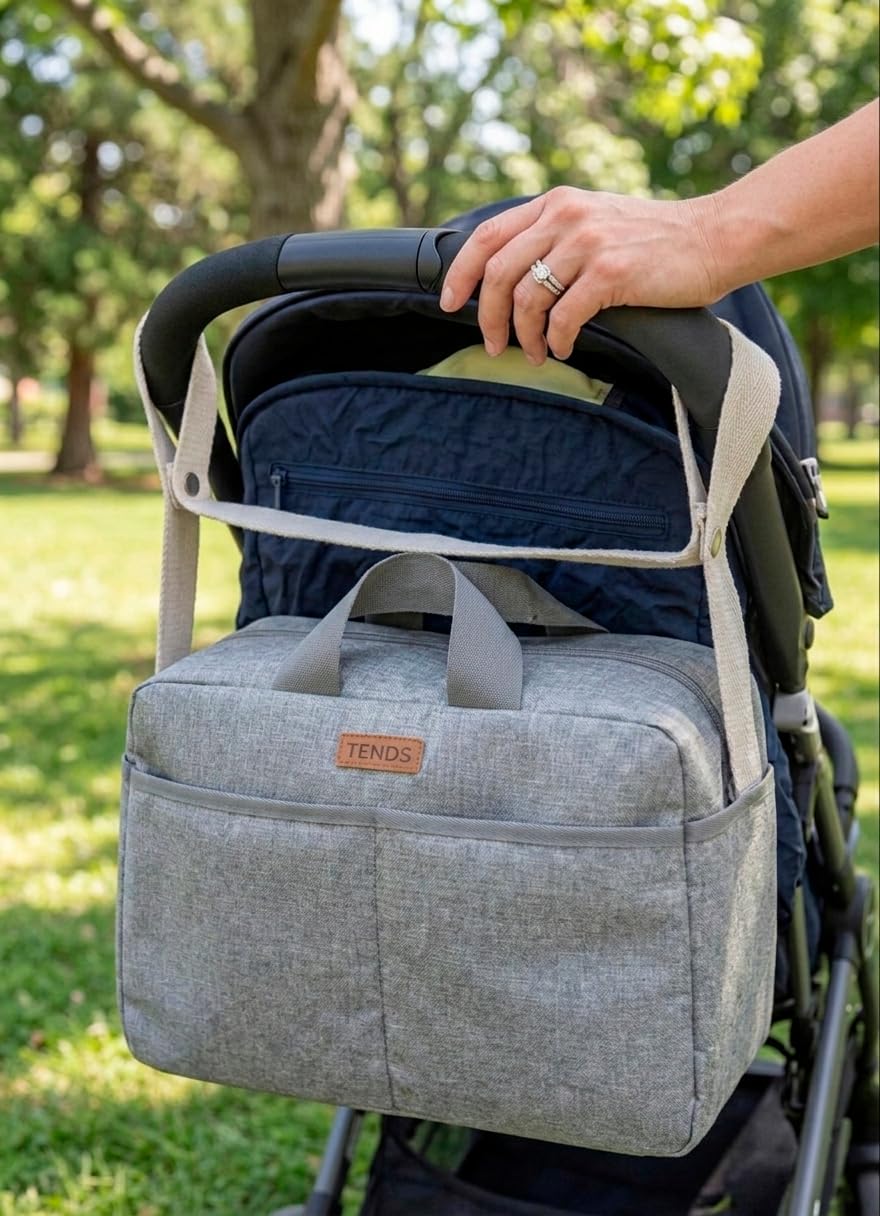TENDS Borsa per passeggino spaziosa a tracolla – Funzione set maternità – Organizer bebè multiuso