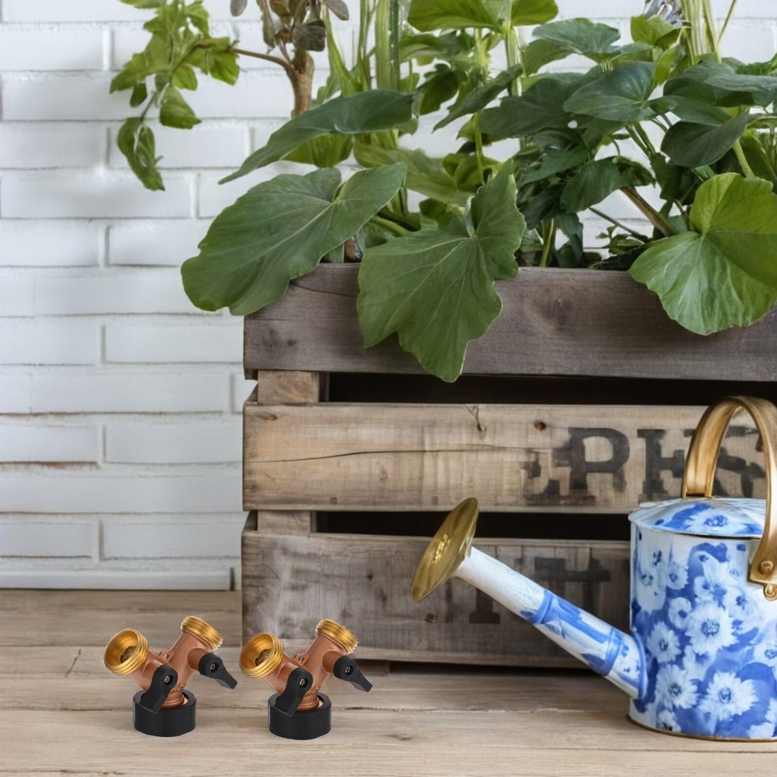 2 Stück Garten Schlauchverteiler Y-ventil aus Messing Robuster Wasserhahn Adapter für Tropfbewässerung und Gartenschlauch Anschluss Kompatibel mit Bewässerungssystemen