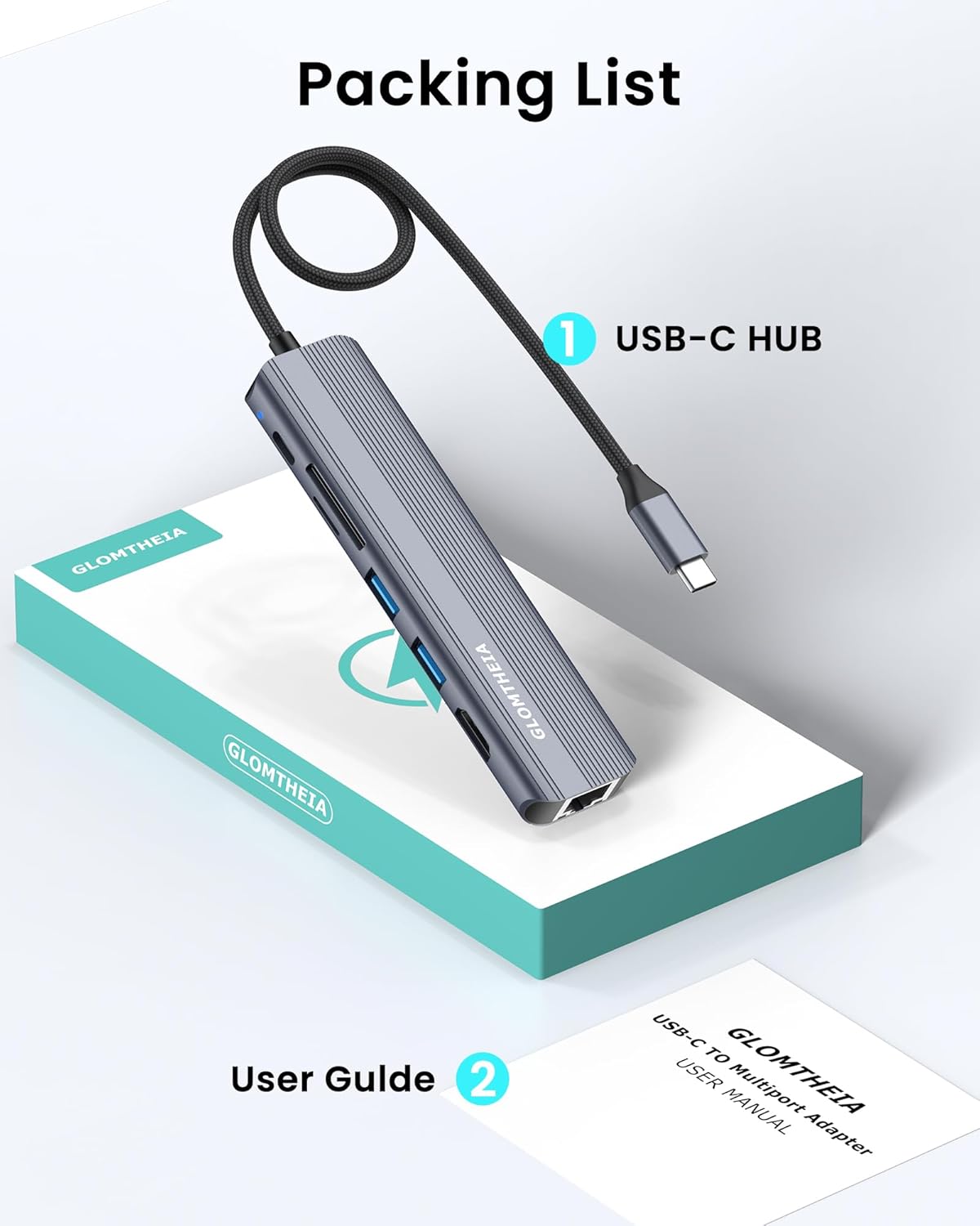 USB C Hub Ethernet HDMI Adapter for Mac MacBook Air/Pro Laptop, Multiport Dock with RJ45 Gigabit Ethernet, 4K HDMI, USB 3.0, SD/TF Card Reader, PD 100W Charging