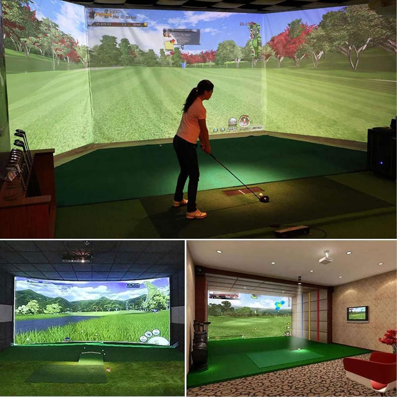 Golf Impact Screen 4:3 Panno proiettore a Tela per la Pratica di Oscillazione Esterna dell'interno Display di Allenamento Durevole Portatile con Grommets 304x229cm