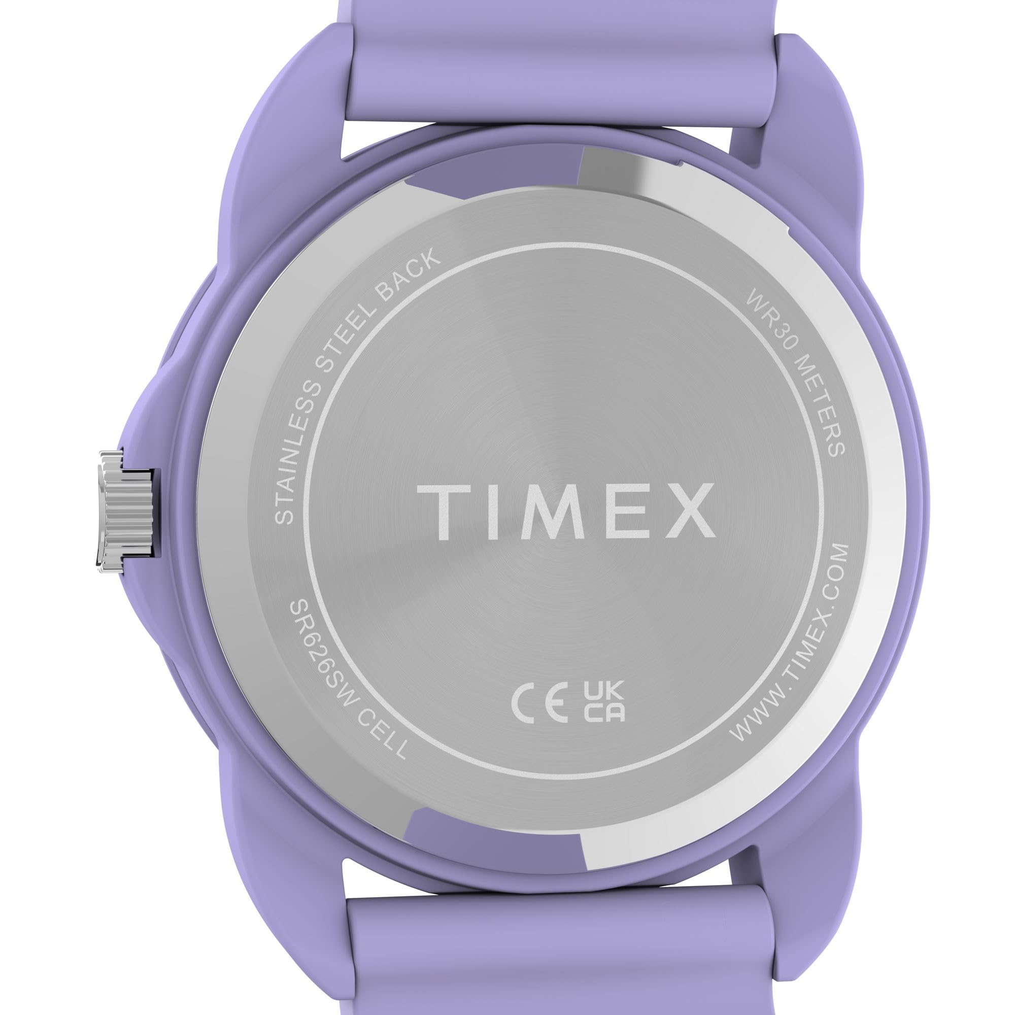 Timex Reloj de Pulsera para Adolescentes y niños, 30 mm, Correa Morada, Esfera Blanca, Caja Morada