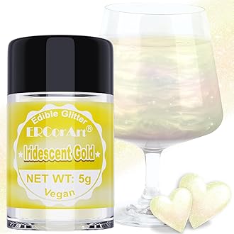 Edible Glitter - Luster Dust Edible for Cocktail Food Grade Drink Glitter for Cake Decorations, Easter Eggs, Baking, Macarons, Strawberries - 5g/Bottle (Iridescent Gold)