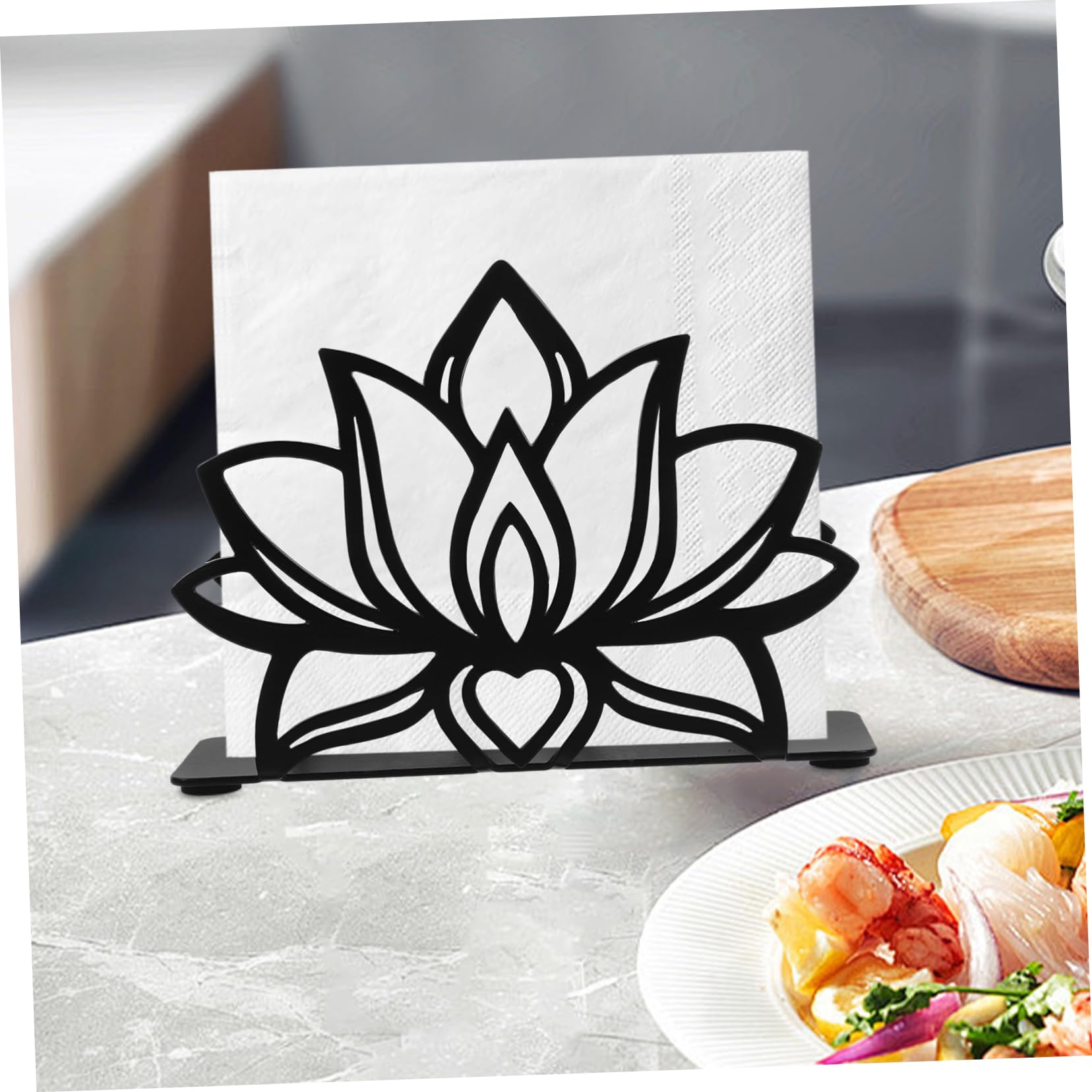 VOSAREA 4pièces Porte-Serviettes Fer Forgé Forme De Fleur Support Décoratif pour Napkins Accessoire De Table pour Mariage Restaurant
