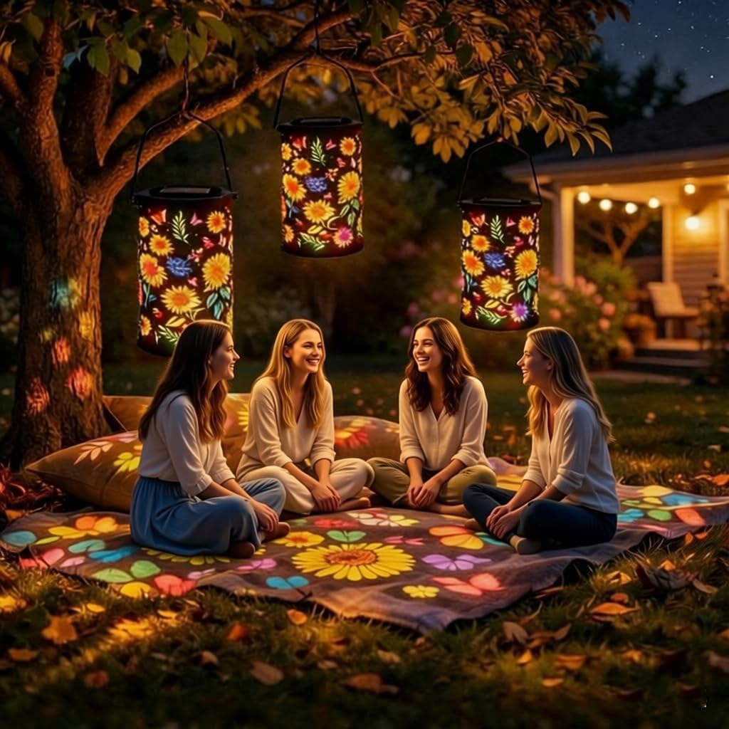 Sunflower Solar Lights Outdoor - Colorful LED Garden Light with 3D Floral Pattern, Waterproof Outdoor Solar Lanterns Decor for Patio, Yard, Pathway, Party (Hummingbird)