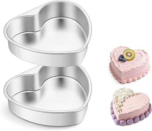 E-far 8 Inch Heart Cake Pan, 2Pcs Stainless Steel Heart Shaped Cake Mold, Cake Tin Baking Pan for Valentines Day Anniversaries Wedding, Non-Toxic & Dishwasher Safe E-far 8 Inch Heart Cake Pan, 2Pcs Stainless Steel Heart Shaped Cake Mold, Cake Tin Baking Pan for Valentine