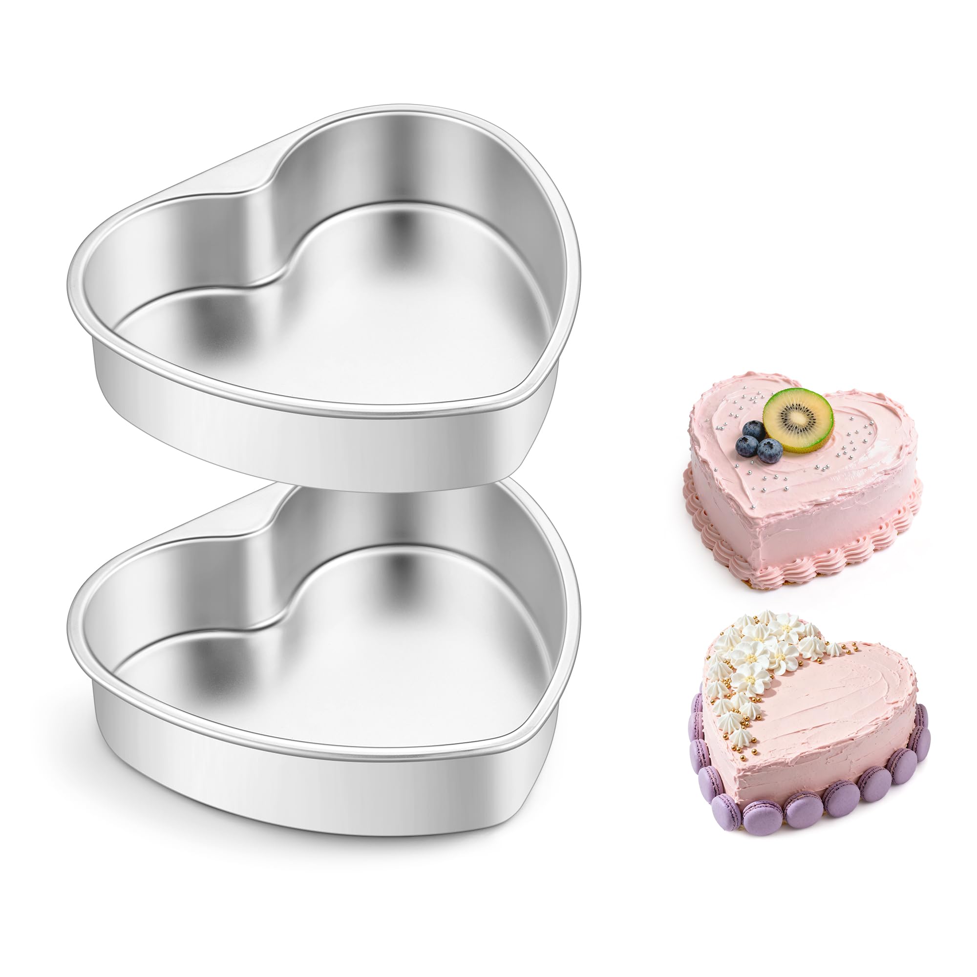 E-far 8 Inch Heart Cake Pan, 2Pcs Stainless Steel Heart Shaped Cake Mold