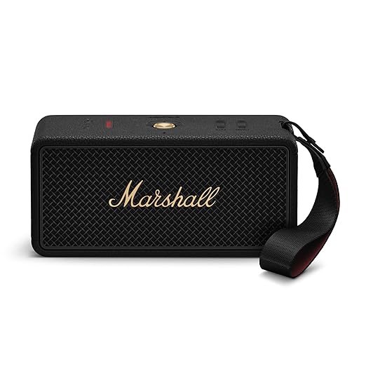 Marshall Middleton II Bluetooth Portable Bluetooth Speaker, Over 30 Hours Playtime, IP67 Waterproof - Black and Brass