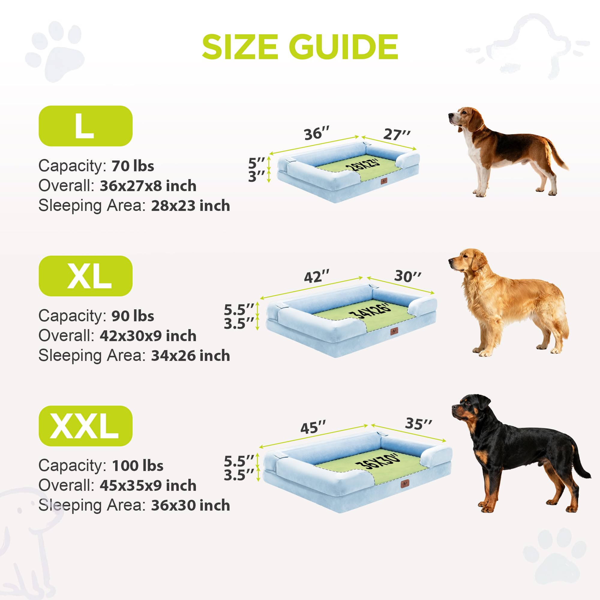 Orthopedic Dog Bed for Extra Large Dogs, XXL Waterproof Egg Crate Memory Foam Pet Bed Bolsters with Removable Washable Cover & Non-Slip Bottom, Tennis Ball Toy, 45x35 - image 4