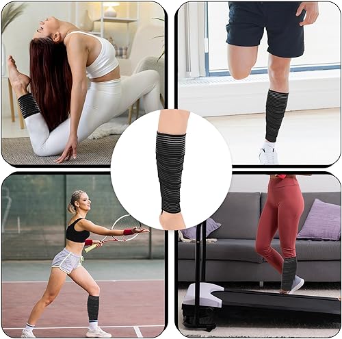 Miniatura 7 de 2 piezas de mangas de compresión para isquiotibiales y muslos, manga de compresión elástica para pantorrillas, ajustable, rodilla, inferior, pierna,