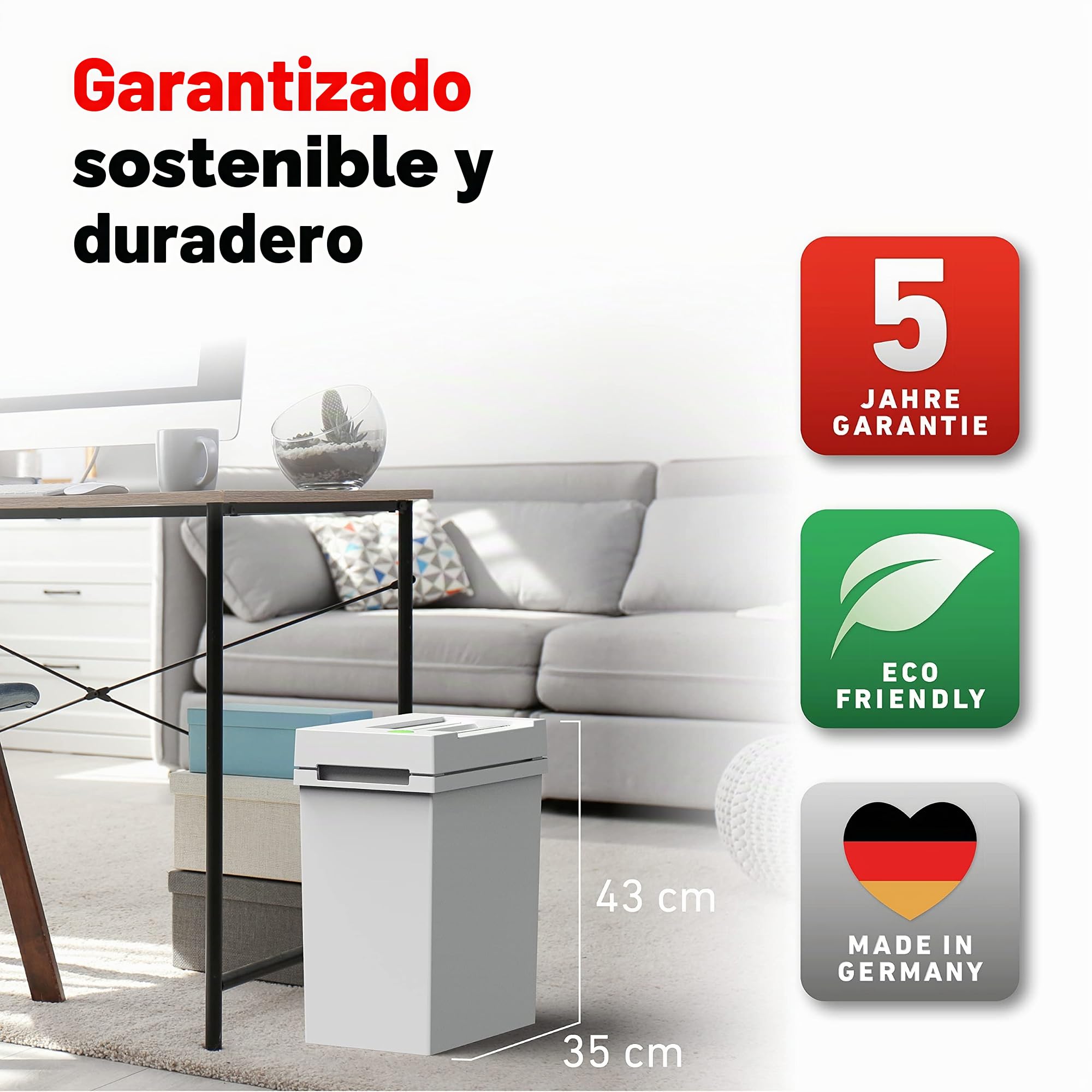 IDEAL 2245 - Destructora de papel, nivel de seguridad P-2, corte en tiras de 4 mm, capacidad de 11 hojas, cubo de basura de 20 L, también destruye grapas y tarjetas de crédito