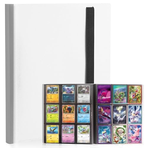 Card Binder 9-Pockets,Trading Card Binder,20 Pages, 360 Card Capacity PU Collection Binder, Card Folder for MTG, TCG, Game Cards & Sports Cards（White） - White