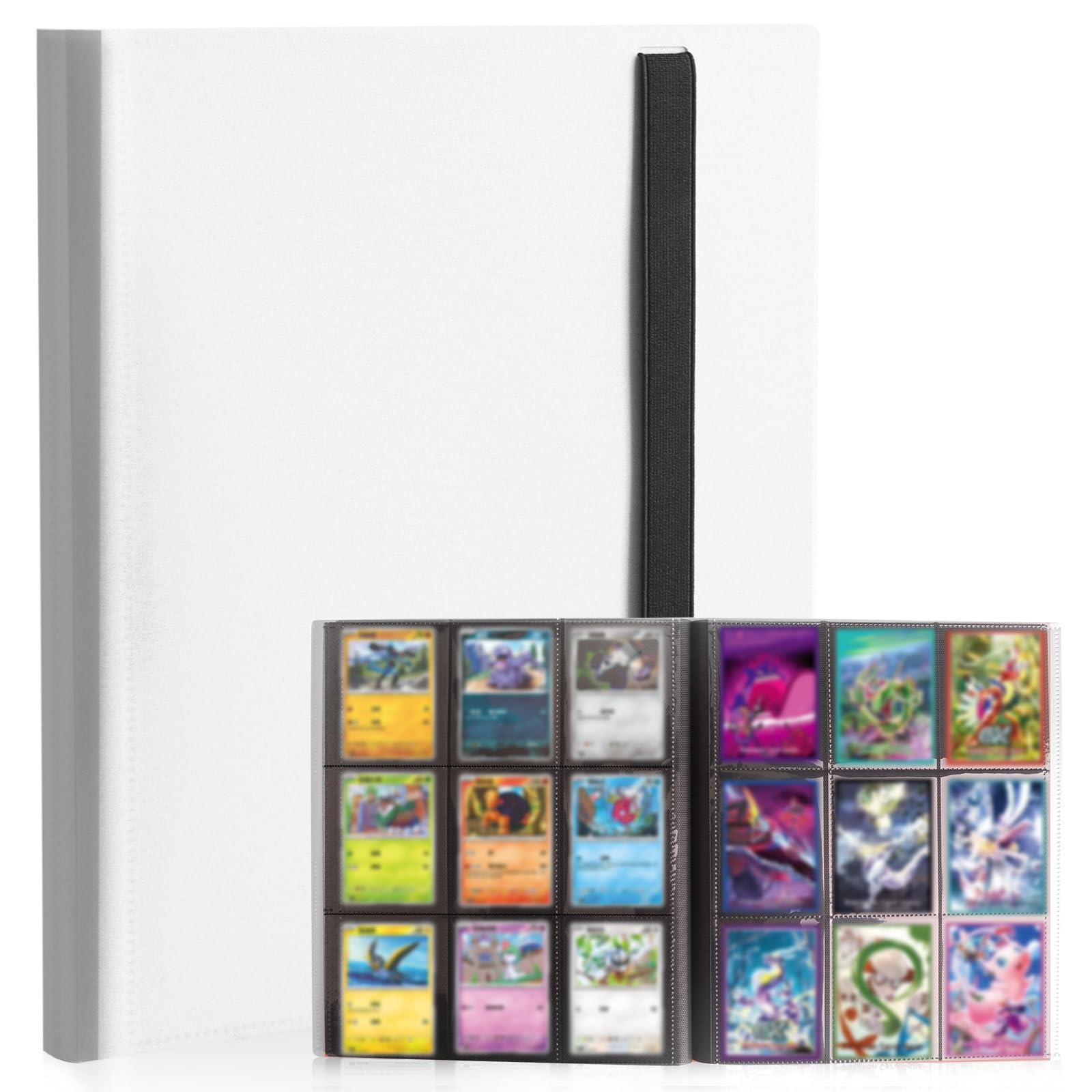 Card Binder 9-Pockets, Trading Card Binder, 20 Pages, 360 Card Capacity PU Collection Binder, Card Folder for MTG, TCG, Game Cards & Sports Cards（White）