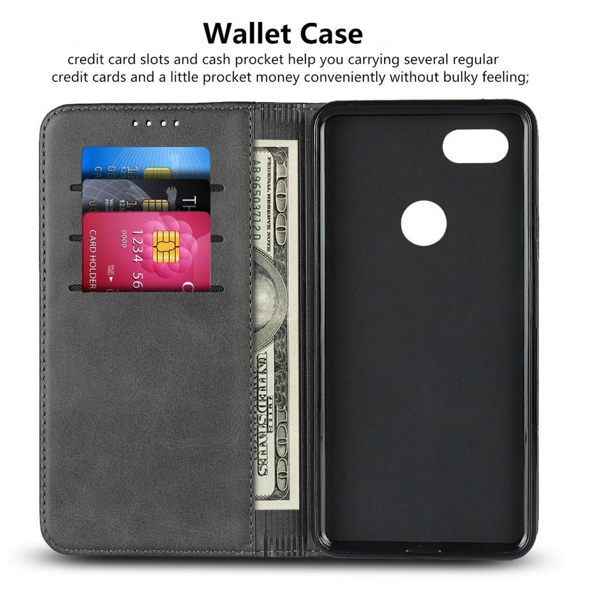 Étui Portefeuille Magnétique Pour Nokia Lumia 640 - Cuir PU, Emplacements Cartes, Fonction Support - 4