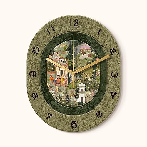Reloj de pared retro para sala de estar, reloj de pared decorativo sin tictac, silencioso, reloj de pared con pintura artística para dormitorio,