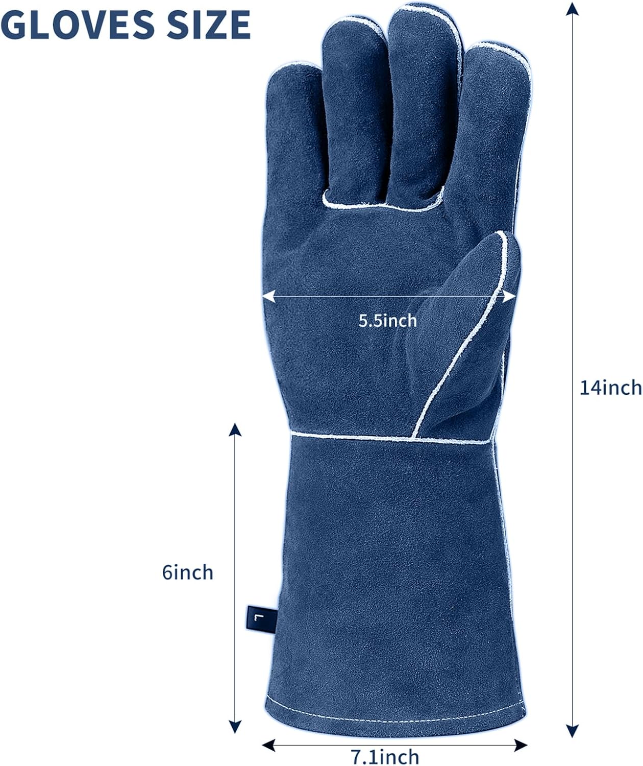 vclpower Welding Gloves Fire Heat Resistant Fireproof Leather for Welding Fire Pit Wood Stove Campfire Furnace BBQ Baking,Grill Oven Stick Mig Tig Gear L