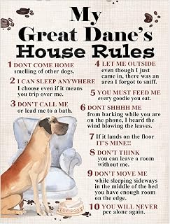 Metal Sign Plaque Dog House Rules My Great Dane's Pet Home Bar Man Cave Garden Shed Garage Pub Decor Shed Garage size 10x8in ref8207