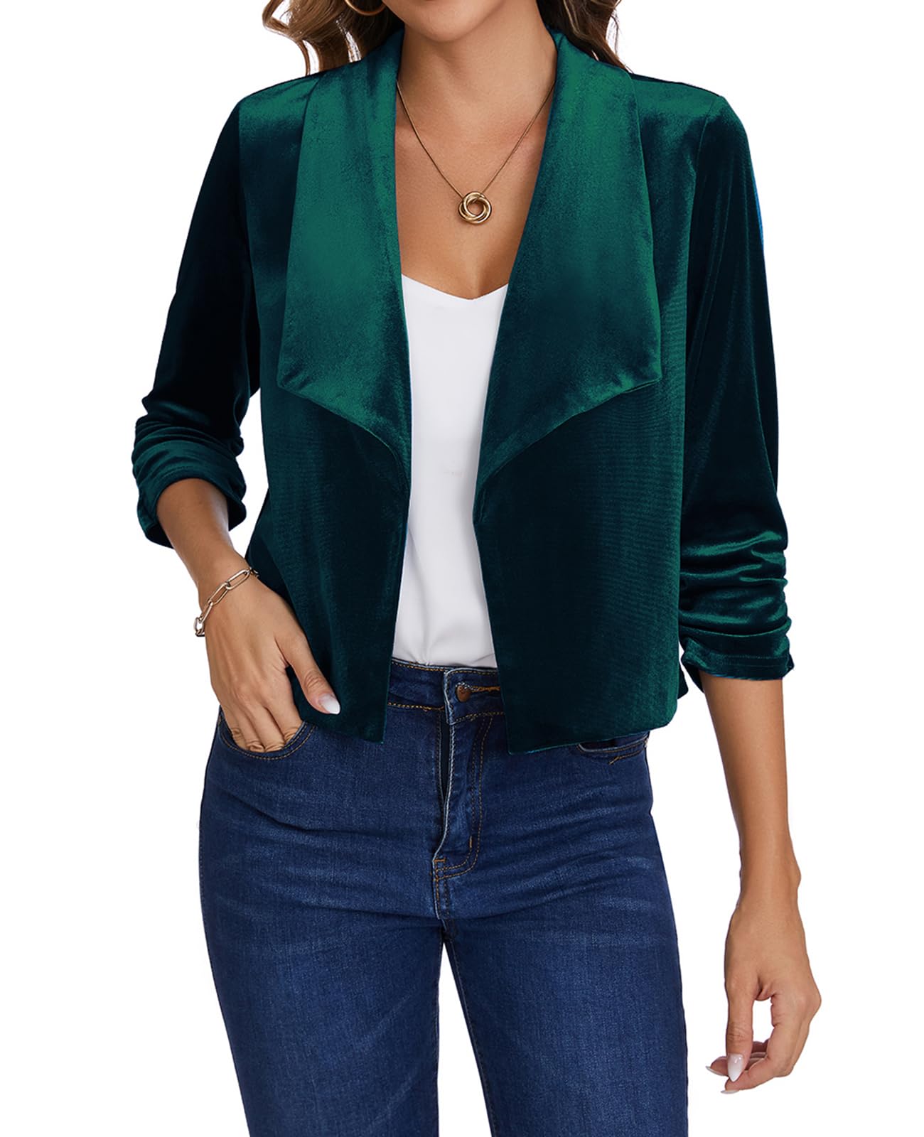 Womens Casual Vest Sleeveless Blazer Button Front Jacket Office Fully Lined Notched Lapel Long Blazers with Pockets-image-43