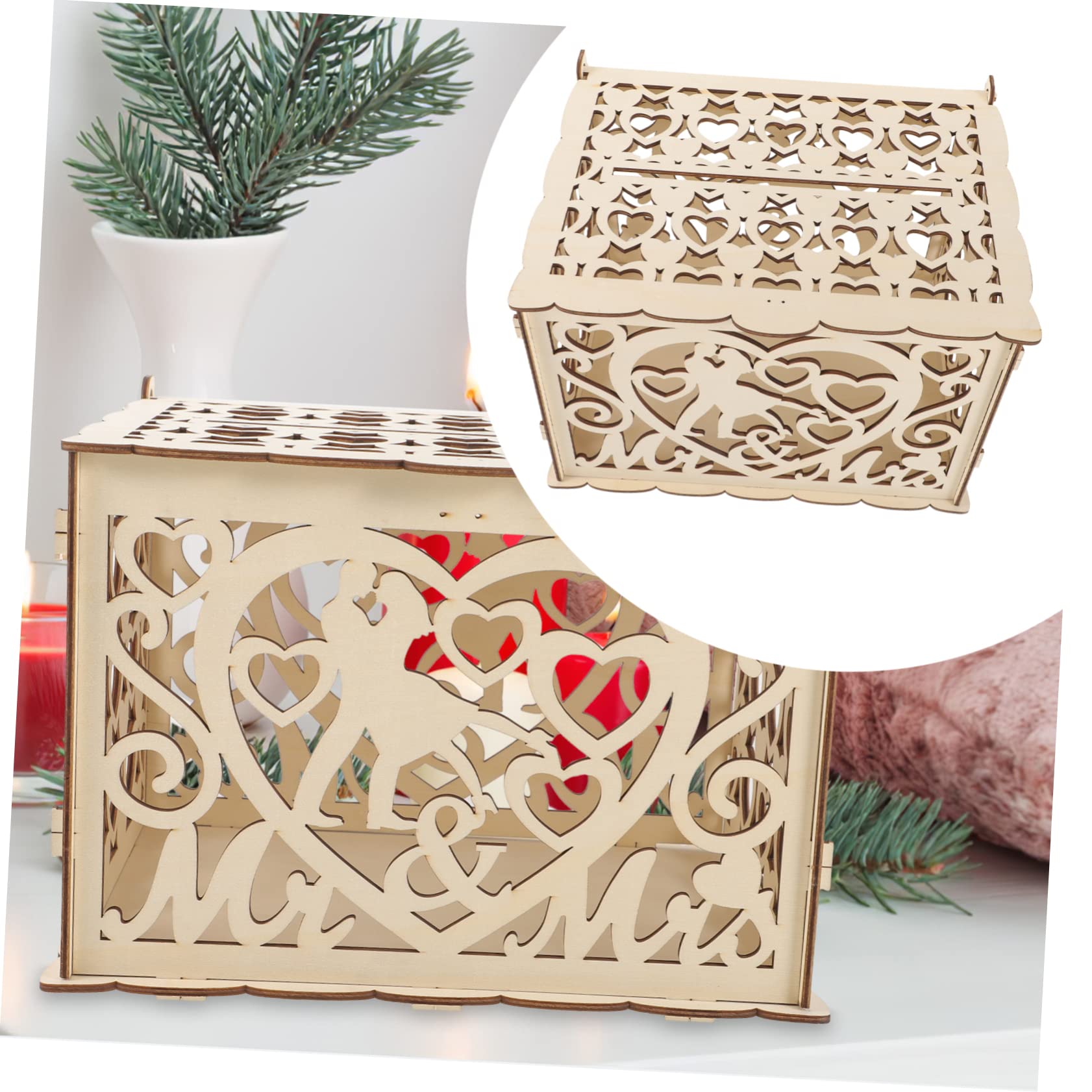 ULTECHNOVO Scatola per Carte Nozze Incisione Scatola Biglietti e Buste Matrimonio Ricevimento Decorativa Keepsake Box