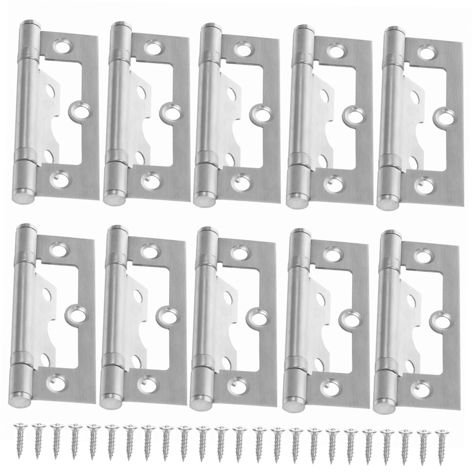 6 Pairs Flush Door Hinge Heavy Duty Cabinet Hinges Small Cupboard Hardware Silver Stainless Steel