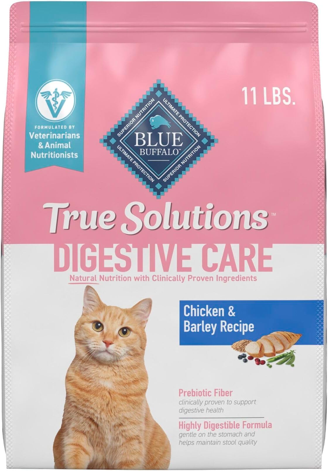 True Solutions Digestive Care Natural Dry Cat Food for Adult Cats, Chicken, 11-lb. Bag