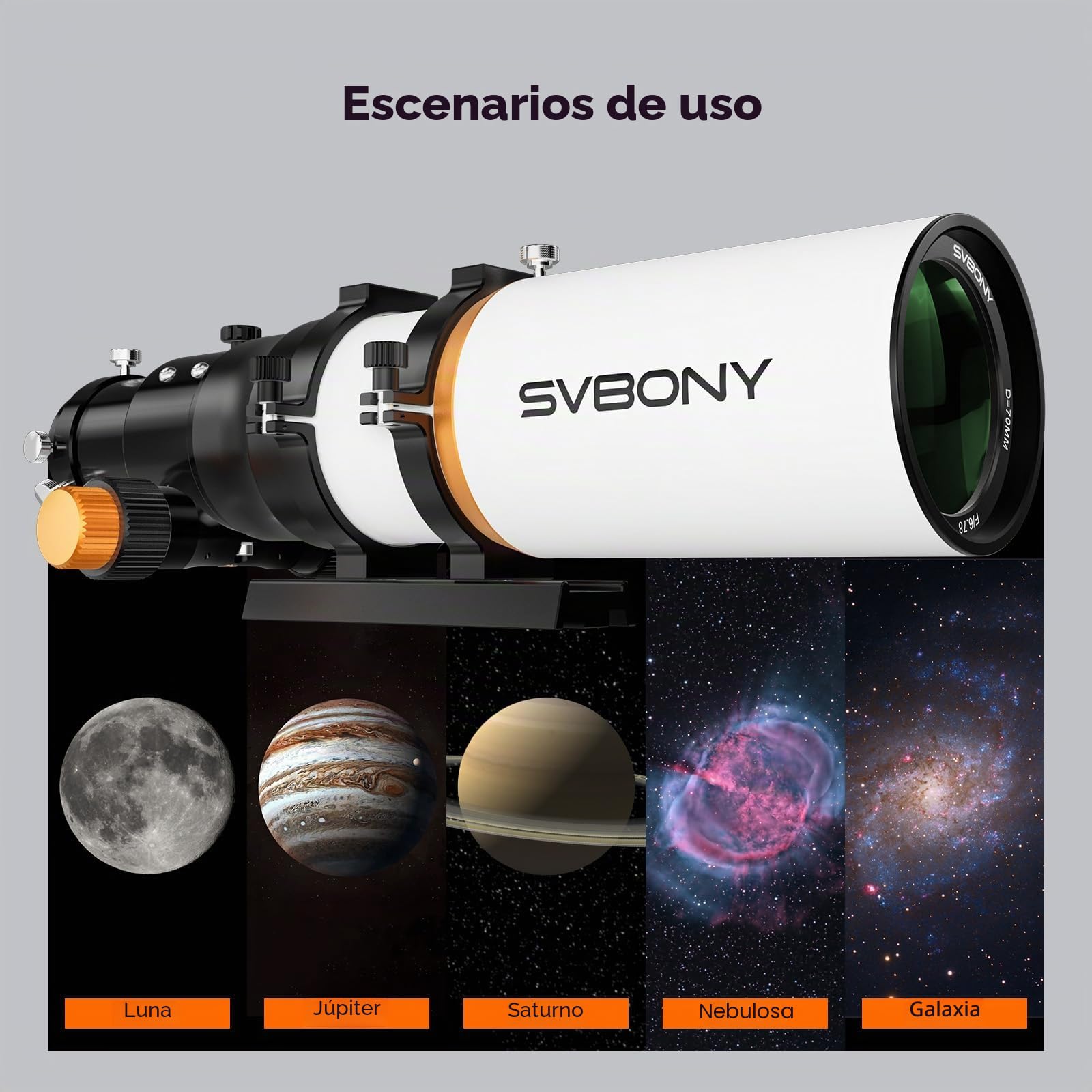 Svbony SV503 Telescopio OTA, Telescopio Refractor, 70 mm F6,78 Lente ED, Aplanador de Campo Incorporado, Adecuado para Fotografía Astronómica de Nebulosas Galaxias y Cámaras con Sensores APS-C