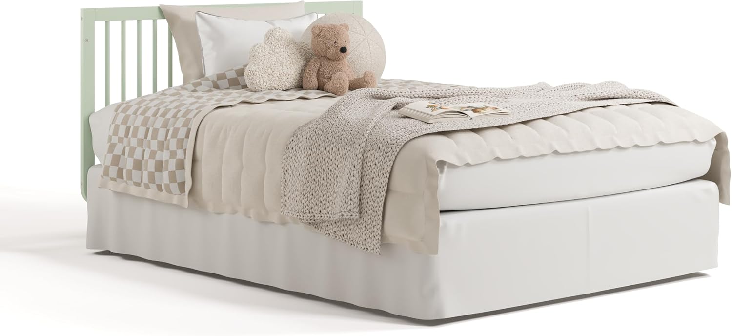 Storkcraft Santorini Convertible Crib with Toddler Guardrail (Sage & Driftwood) – GREENGUARD Gold Certified, Toddler Bed Conversion Kit Included, 100% Solid Wood, Fits Standard Crib Mattress - Image 14