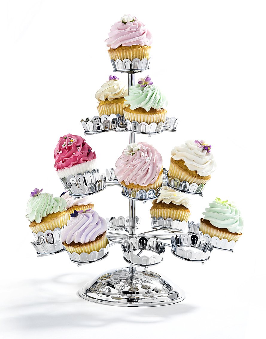 Godinger Chrome Plated 21 Cupcake Stand, Silver