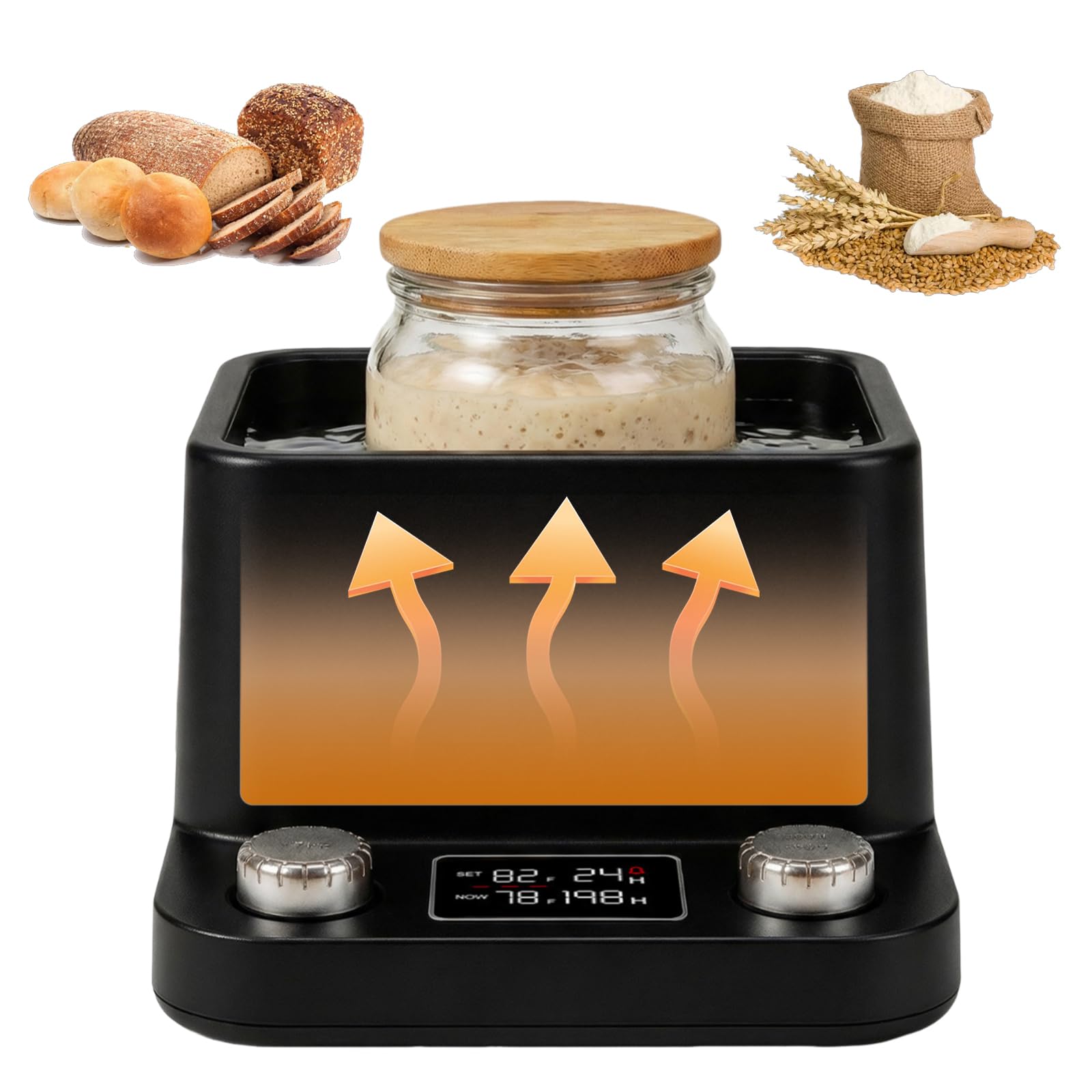 Podgrzewacz do kwasu chlebowego, równomierne nagrzewanie, 70°F-104°F, timer 198 h | Łaźnia wodna Sourdough podgrzewacz startowy do pieczenia chleba, jogurtu i kombuchy