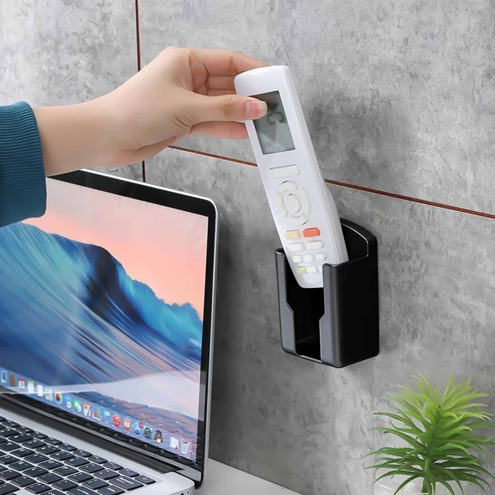 YOUNGSAY 6 Stk Fernbedienungshalter Wand, Schwarz Kunststoff Fernbedienung Halterung Selbstklebend, Multifunktion Fernbedienungshalterung Wand für Zuhause und Büro