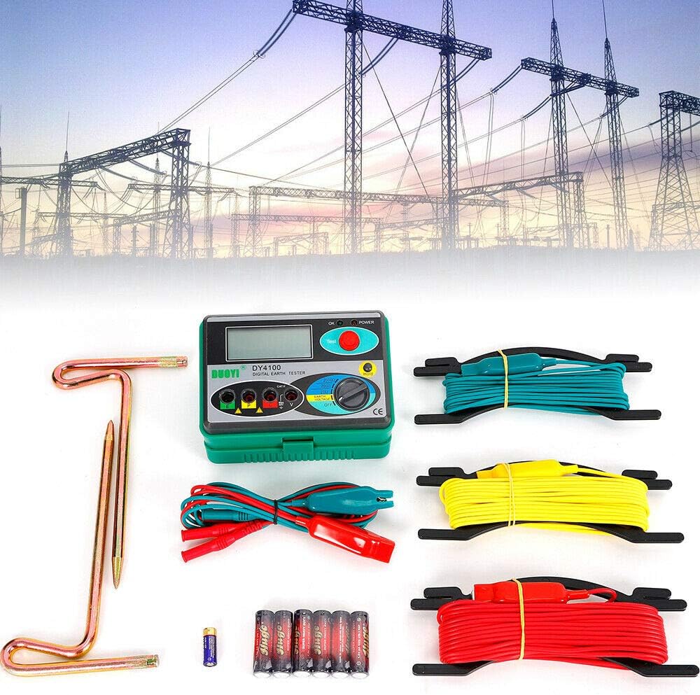 TFCFL DY4100 Multifunction Digital Earth Ground Resistance Tester Meter 0.01Ω Resolution 0~30V±Test Ground Resistance Meters