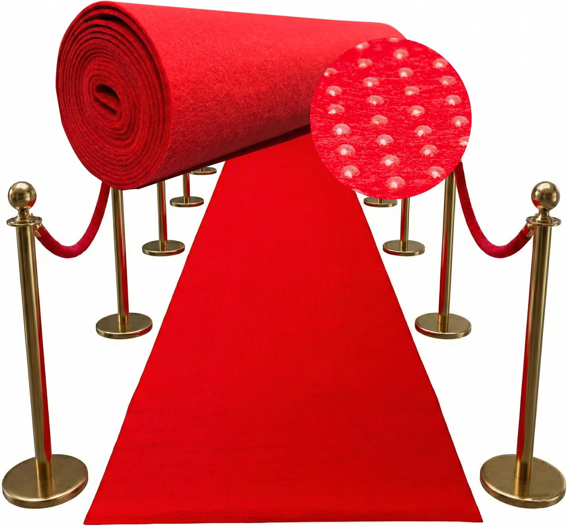 Red Carpet Runner for Party 2.2 x 16.4 FT- Non Slip 3mm Thick Wedding Aisle Runner - Red Rug for Indoor Outdoor Ceremony Party Decorations Hollywood Oscars Event Runway Fashion Show