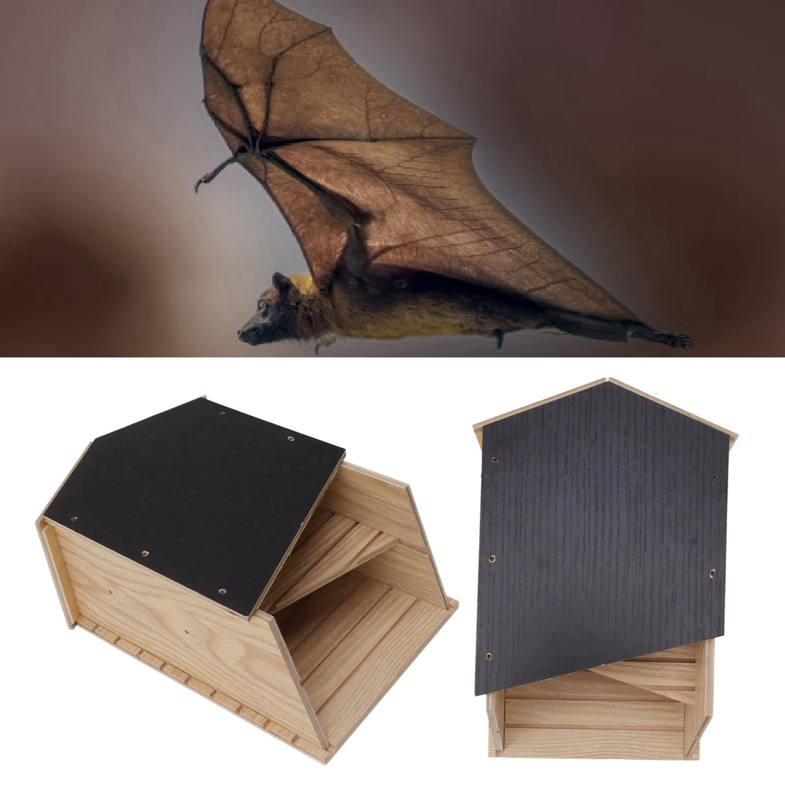 Maison pour Chauve-souris en Bois Double Chambre Imperméable Coupe-vent Extérieur