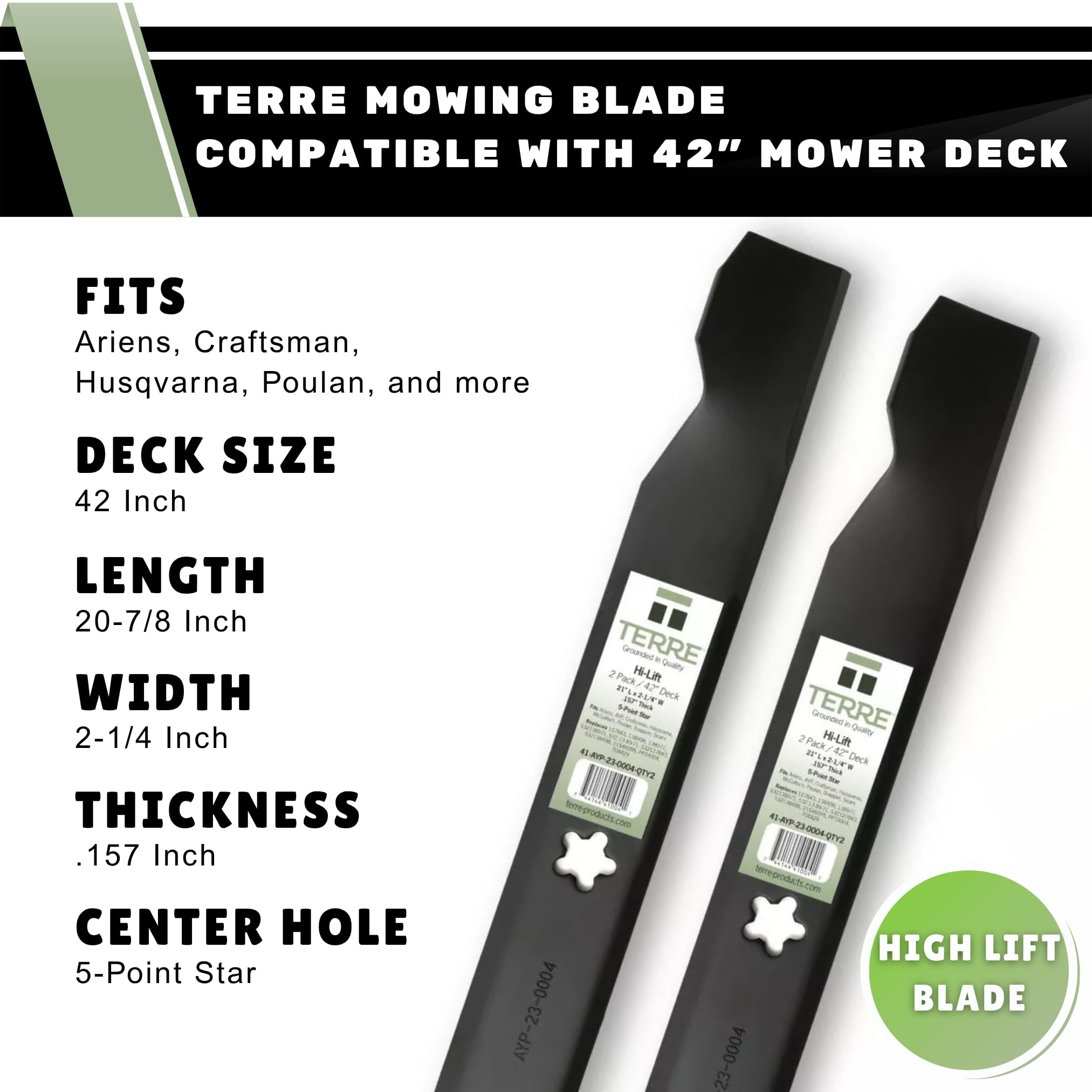 Kit 2 Lame 42 Pollici 2 Lame Tosaerba Da 42 Pollici Per Husqvarna E Craftsman - Ricambio 532134149, Per Taglio Perfetto Lame 42 Pollici Craftsman