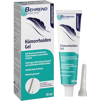 Behrend Hemorrhoid Gel for Internal &amp; External Hemorrhoids, Itch, Fissures &amp; Proctitis, 30 ml Gel