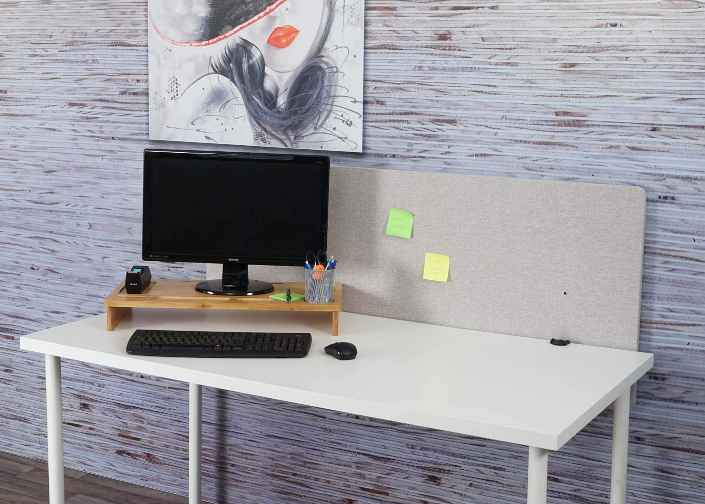 Paroi de séparation acoustique HWC-G75 tissu 140x60cm gris